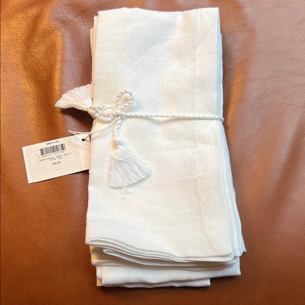 NWT! Set of 4 Serena & Lily Salento Linen Napkins in White - Picture 5 of 5